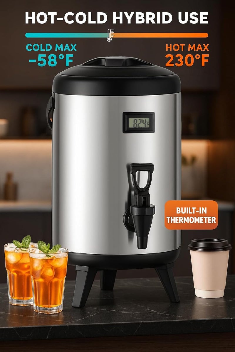 THXSUN Insulated Beverage Dispenser, 3.2 Gallon/12L Coffee and Drink Server with Spigot, Non-electric Thermal Hot and Cold Beverage Dispenser for Juice Chocolate Tea Milk - Image 3